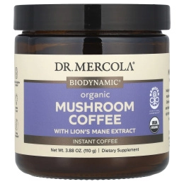 Dr. Mercola, Органический кофе с грибами и экстрактом гривы, растворимый, 110 г (3,88 унции)