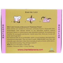 Charlie Banana, Regular Feminine Pads, White, 3 Pads