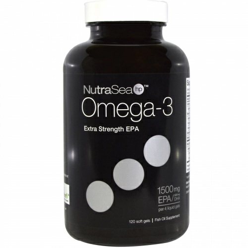 Ascenta, NutraSea hp, омега-3, усиленная ЭПК, со вкусом лимона, 120 желатиновых капсул