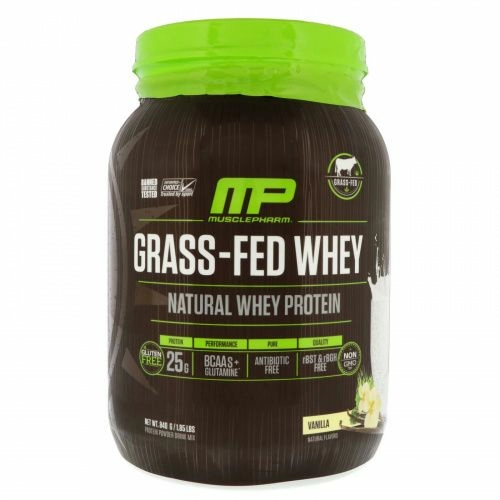 MusclePharm, Сывороточный белок из молока животных, выращенных на подножном корму, ваниль, 840 г