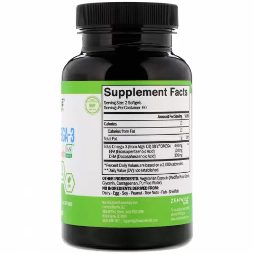 Zenwise Health, Vegan Omega-3 with Life'sOmega,120 softgels