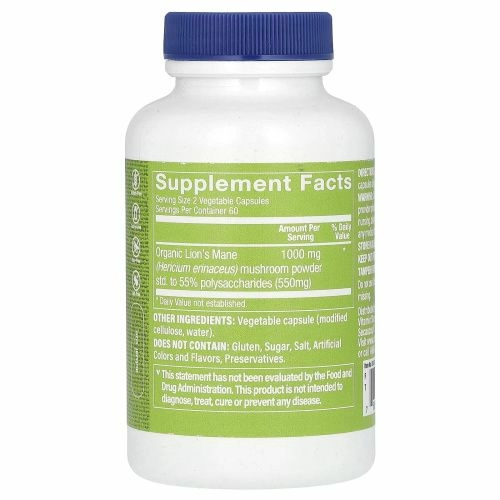 The Vitamin Shoppe, ежовик гребенчатый, 1000 мг, 120 растительных капсул (500 мг в 1 капсуле)