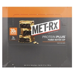 MET-Rx, Protein Plus Bar, батончик с арахисовой пастой, 9 шт. по 85 г (3 унции)