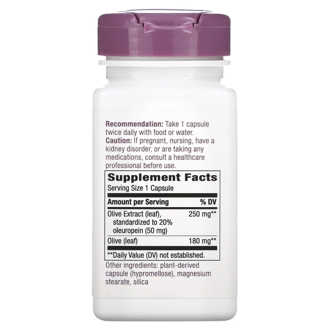 Nature's Way, премиальный экстракт, листья оливкового дерева, с повышенной силой действия, 250 мг, 60 веганских капсул