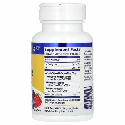 Enzymedica, Жевательные Таблетки для Снижения Кислотности, Ягодный Вкус, 30 Таблеток