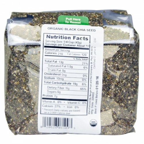 Bergin Fruit and Nut Company, Органические черные семена чиа, 16 унций (454 г)