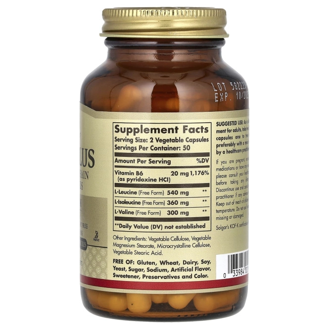 Solgar, BCAA Plus, в свободной форме, 100 растительных капсул