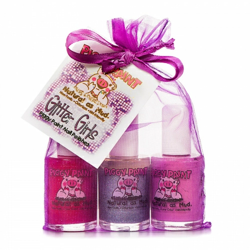 Piggy Paint, Лаки для ногтей, подарочный набор Glitter Girls, 3 флакона, 0,5 жидкой унции (15 мл) каждый