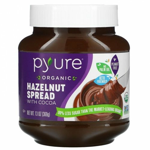 Pyure, Паста из фундука с какао, без ГМО, кето, без глютена, 369 г (13 унций)