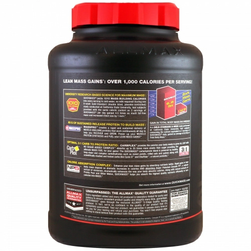 ALLMAX Nutrition, QuickMass, Weight Gainer, Rapid Mass Gain Catalyst, Vanilla, 6 lbs (2.72 kg)