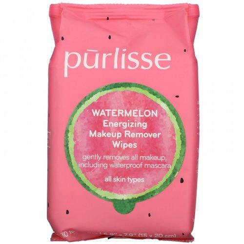 Purlisse, Watermelon, Energizing Makeup Remover Wipes, 30 Towelettes
