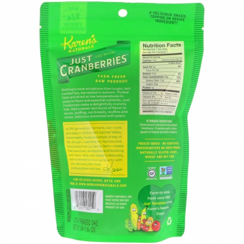 Karen's Naturals, Premium, Just Cranberries, 1.2 oz (34 g)