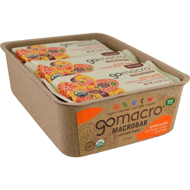 GoMacro, Macrobar, Protein Purity, Sunflower Butter+ Chocolate, 12 bars (2.3 oz each)