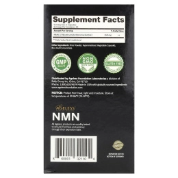 Ageless Foundation Laboratories, NMN, Никотинамид-мононуклеотидная добавка-предшественник НАД, 60 капсул