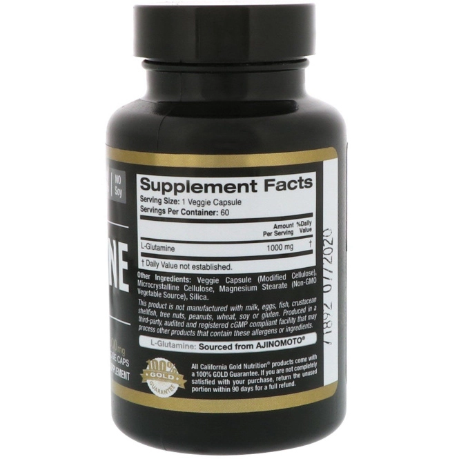 California Gold Nutrition, L-глутамин, AjiPure, 1000 мг, 60 вегетарианских капсул