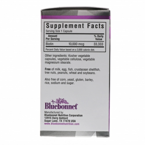 Bluebonnet Nutrition, Beautiful Ally, биотин, 10 000 мкг, 90 вегетарианских капсул