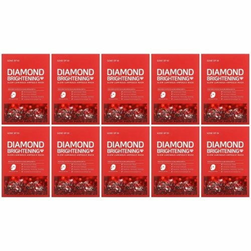SOME BY MI, Diamond Brightening, тканевая маска с жемчужной пудрой для сияния кожи, 10 шт. по 25 мл