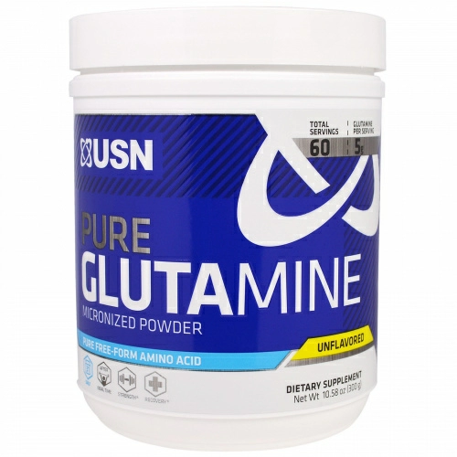 USN, Чистый микронизированный порошок глютамина, без вкуса, 300 г