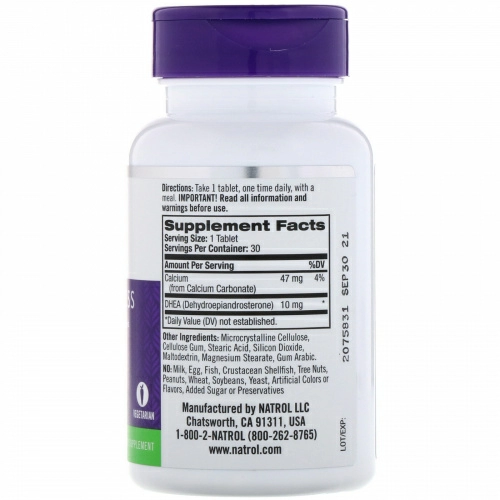 Natrol, ДГЭА, 30 таблеток