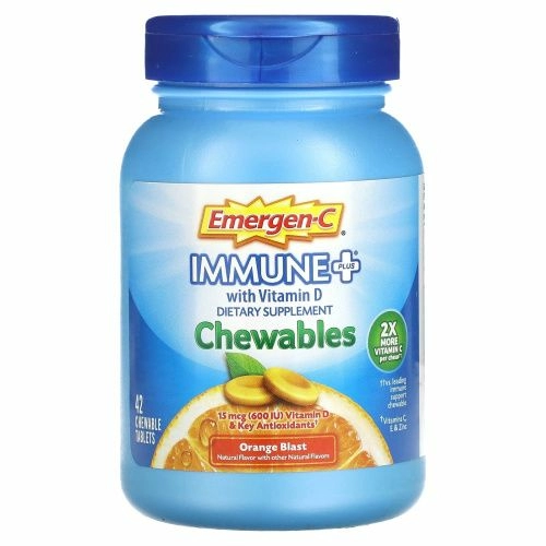 Alacer, Emergen-C Immune + с витамином D Апельсиновый взрыв 42 таблетки