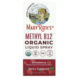 MaryRuth's, жидкий спрей с органическим метил B12, повышенная сила действия, клубника, 30 мл (1 жидк. унция)