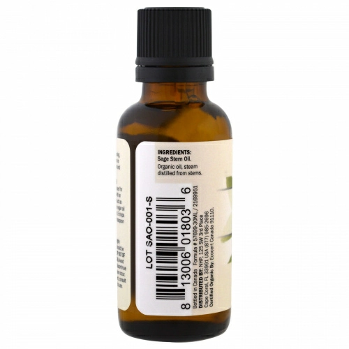 Dr. Mercola, Органическое эфирное масло, Шалфей, 1 унция (30 мл)
