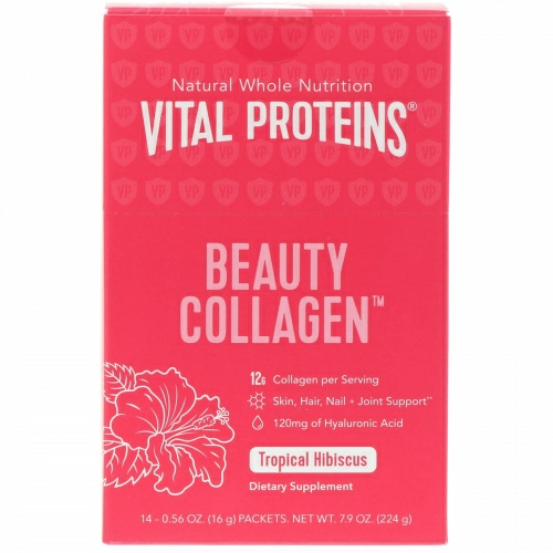 Vital Proteins, Beauty Collagen, тропический гибискус, 14 пакетиков по 0,56 унц. (16 г)