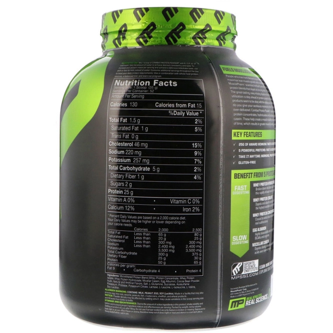 MusclePharm, Белковый порошок Combat Protein Powder, со вкусом шоколада и арахисового масла, 4 ф. (1814 г)