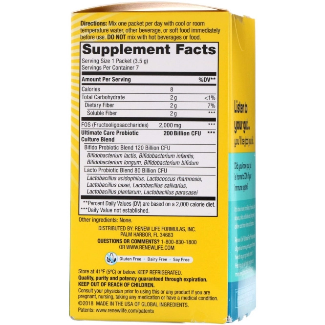 Renew Life, Ultimate Flora Probiotic, особая забота, 200 млрд, 7 пакетов, 0,86 унц (24,5 г)