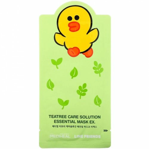 Mediheal, Line Friends, TeaTree Care Solution, успокаивающая тканевая маска, 1 шт. 24 мл