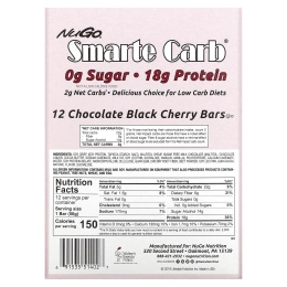 NuGo Nutrition, Smarte Carb Bar, шоколад с черной вишней, 12 батончиков, 50 г (1,76 унции)