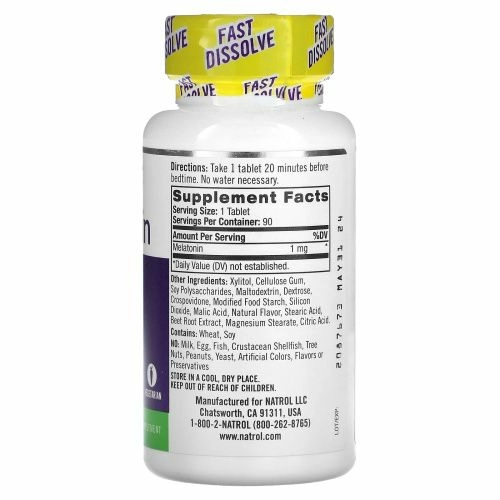 Natrol, Мелатонин, быстрое растворение, клубника, 1 мг, 90 таблеток