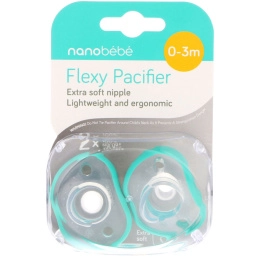 Nanobebe, Мягкая соска-пустышка, 0-3 месяца, сине-зеленая, 2 шт.