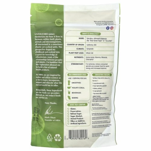 MRM, НАТУРАЛЬНЫЙ Порошок спирулины , 8.5 унции(240 г)