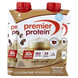 Premier Protein, высокопротеиновый коктейль, со вкусом кофе латте, 4 шт. по 325 мл (11 жидк. унций)
