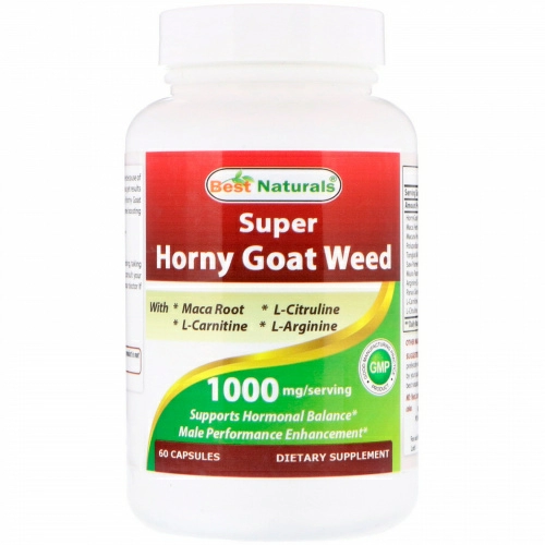 Best Naturals, Super Horny Goat Weed with Maca, 1000 mg, 60 Capsules