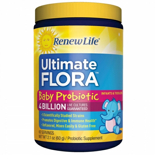 Renew Life, Ultimate Flora, пробиотики для детей, 4 млрд. живых культур, 2,1 унц. (60 г)