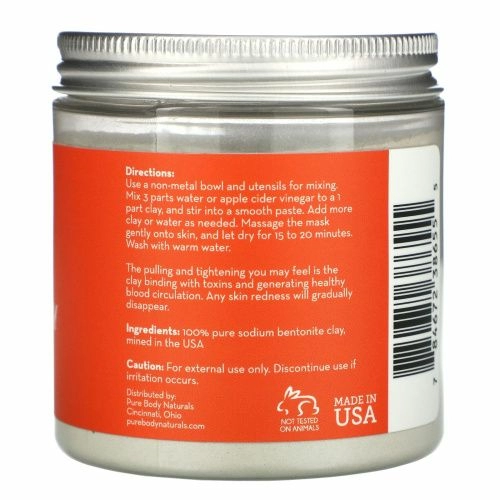 Pure Body Naturals, Индийская лечебная бентонитовая глина, 8 жидких унций (227 г)