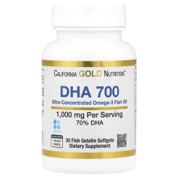 California Gold Nutrition, DHA 700, рыбий жир, ультраконцентрированный, 1000 мг, 30 капсул из рыбьего желатина