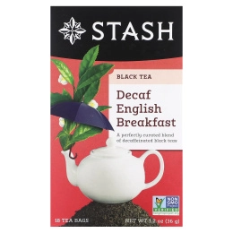 Stash Tea, черный чай, английский завтрак без кофеина, 18 чайных пакетиков, 36 г (1,2 унции)