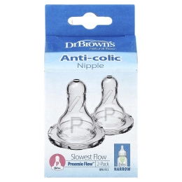 Dr. Brown's, Natural Flow®, Preemie Flow™, антиколиковая соска, для детей от 0 месяцев, самый медленный поток, 2 пакетика