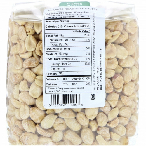 Bergin Fruit and Nut Company, Бланшированный арахис, соленый обжаренный, 16 унций