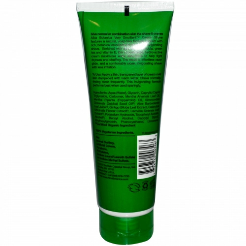 Alba Botanica, Смягчающий крем для бритья, алоэ и мята, 8 унций (227 г)
