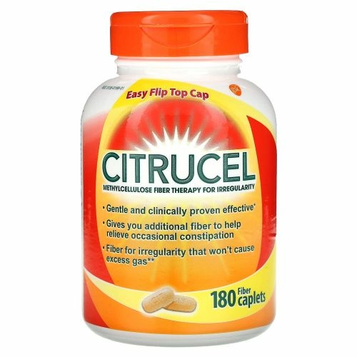 Citrucel, Метилцеллюлозная клетчатка для поддержания здоровья пищеварительной системы, 180 клетчатых капсул