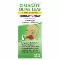 Seagate, Спрей для горла с листом оливы, без вкуса, 1 жидкая унция (30 мл)