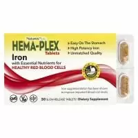 Nature's Plus Hema-Plex комплекс с железом, 30 таблеток с длительным высвобождением