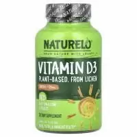 NATURELO, витамин D3, на растительной основе, 125 мкг, 5000 МЕ, 180 капсул, которые легко глотать