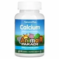 Витамины с Кальцием для Детей Animal Parade Nature's Plus со вкусом ванильного мороженого, 90 жевательных таблеток