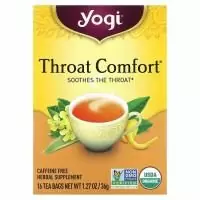 Yogi Tea, Органический, Throat Comfort без кофеина, 16 чайных пакетиков, 1.27 унций (36 г)