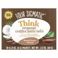 Four Sigmatic, Think, смесь для приготовления органического латте с ежовиком гребенчатым и грибом чага, 10 пакетиков по 6 г (0,21 унции)
